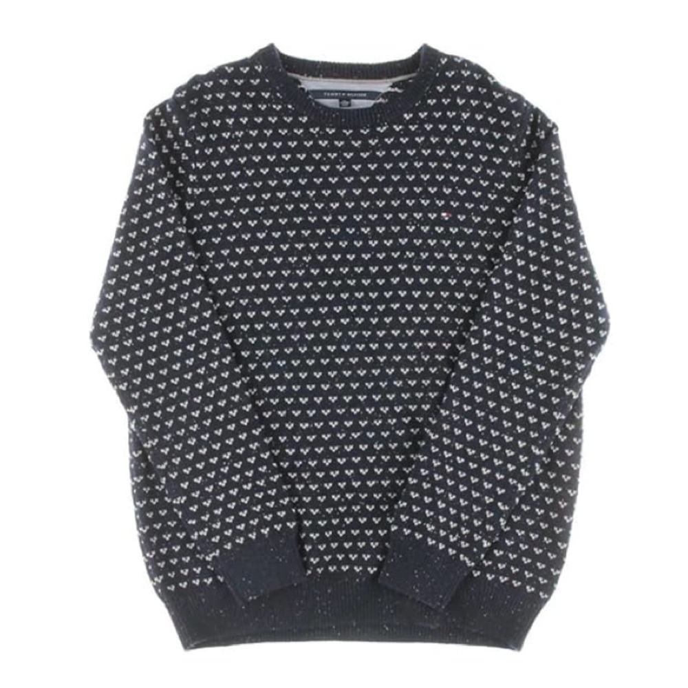 Tommy Hilfiger charcoal grey textured design wool blend crew mens sweater XXL